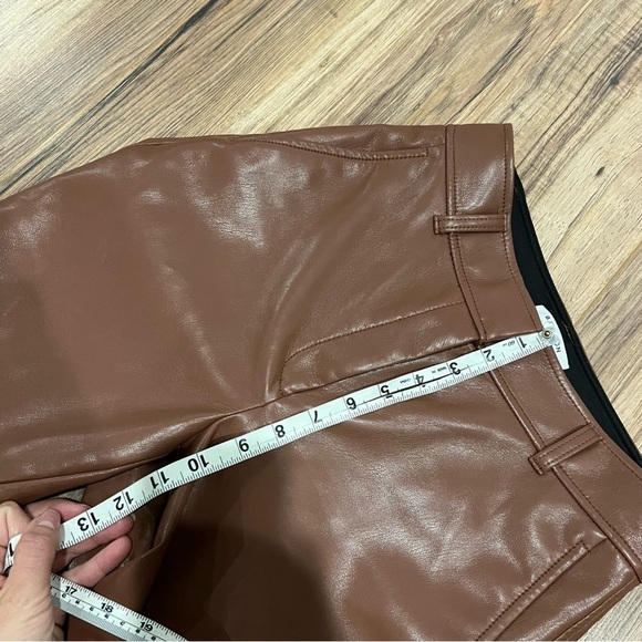 Aritzia Babaton Vegan Leather Command Straight Cropped Pant in Cognac - Picture 6 of 10